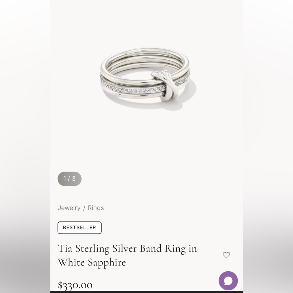 Kendra Scott Sterling Silver Multi-Band Ring with White Sapphire Accent